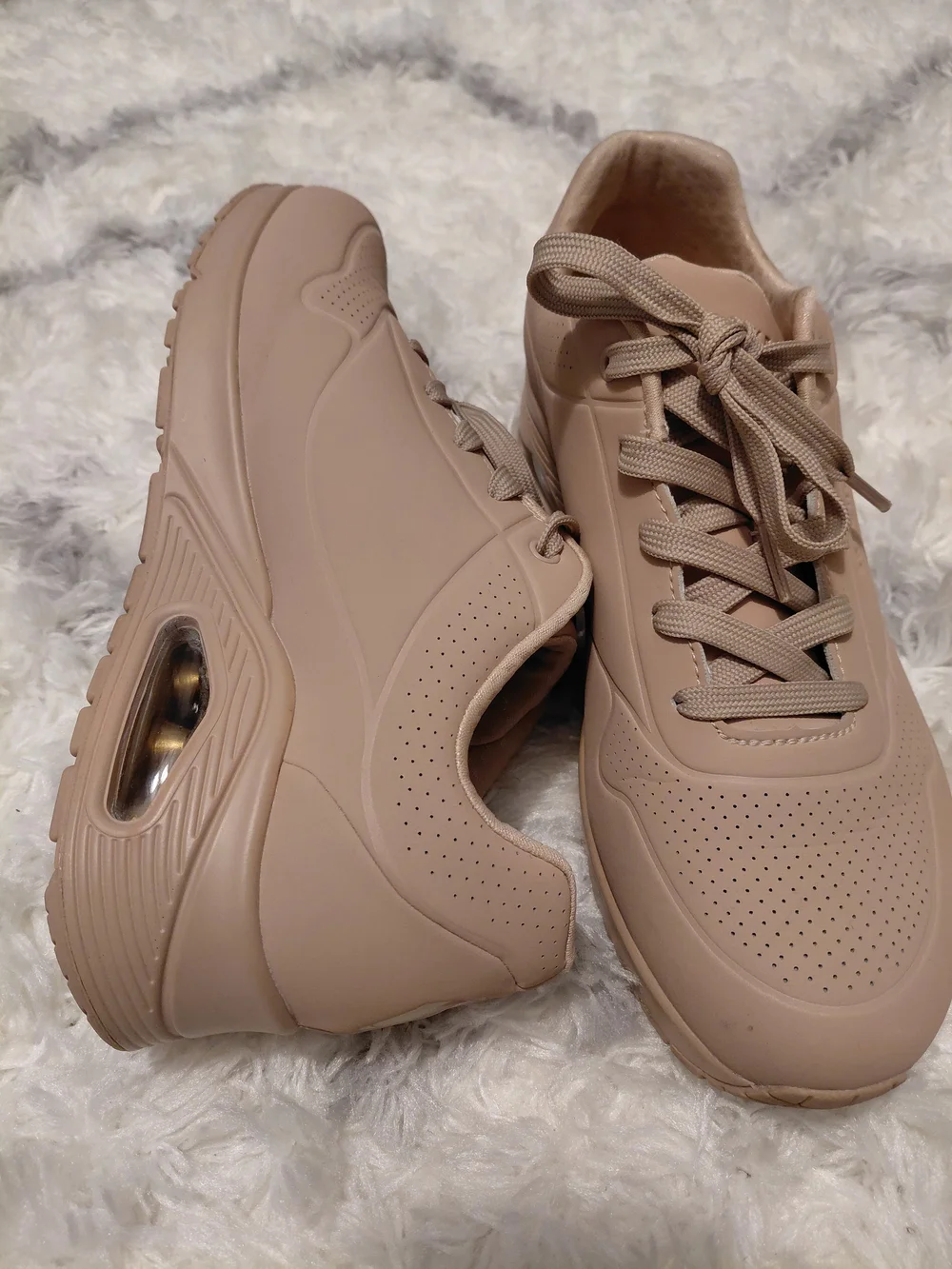 Skechers Women's Beige Casual Lace-Up Sneakers - Picture 4 of 10